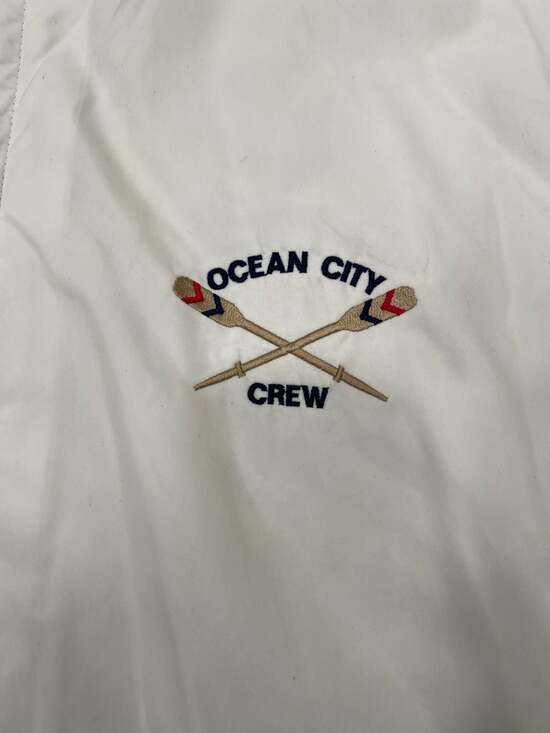 Vintage Acadia Ocean City Crew Windbreaker Jacket, Navy Blue/Cream - Size XL - Picture 4 of 5